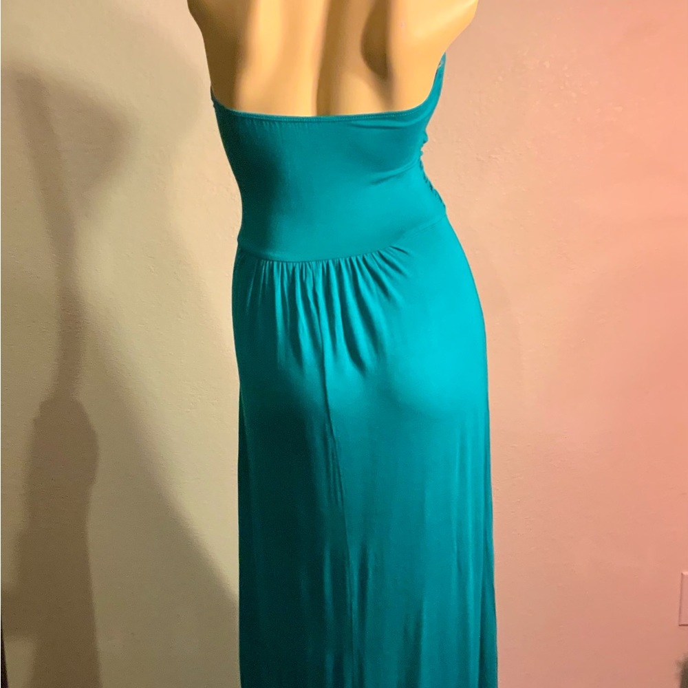 Mink brand Women’s strapless maxi dress aqua twist empire waist NWOT Sizes S M L - Picture 3 of 3